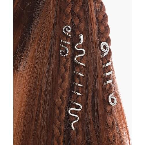 Viking Spiral Metal Charms Hair braid Beard Dreadlock Beads Clips Cuffs Jewelry Hair Rings Accessories dropshipping