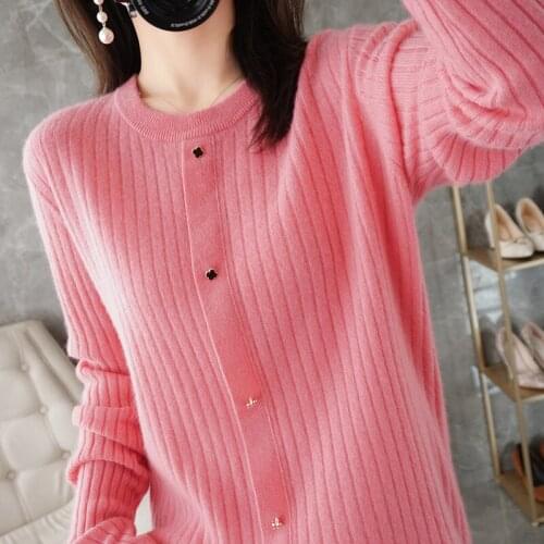 Pullover women 2021 spring autumn new 100% wool sweater casual solid color round neck knitwear ladies top slim cashmere sweater