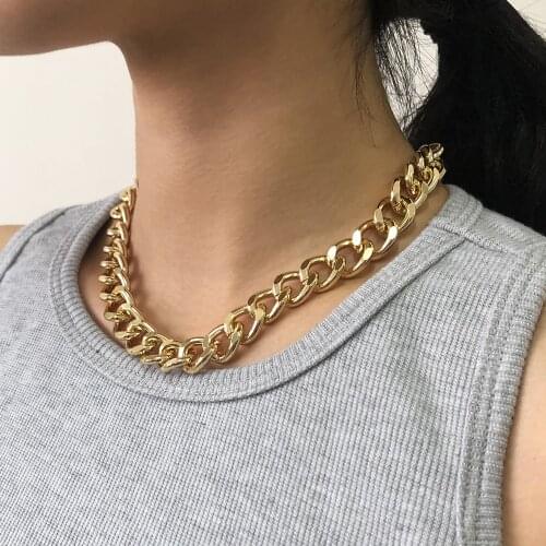 New Fashion Big Necklace for Women Twist Gold Silver Color Chunky Thick Lock Choker Chain Necklaces Party Jewelry