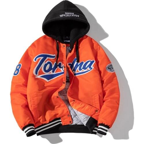 Winter Vintage Jacket Men Women Hip Hop Baseball Jacket Embroidery Letter Streetwear Hooded Coat Fashion Loose Couples Clothes