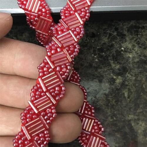 1.5 cm wide red beaded lace collar trim dress side diy handmade clothing accessories