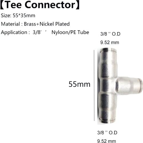 1 Pcs High Pressure Brass 3/8" Interface Slip Lock Quick T Connector Tee Joint For Misting System Fit