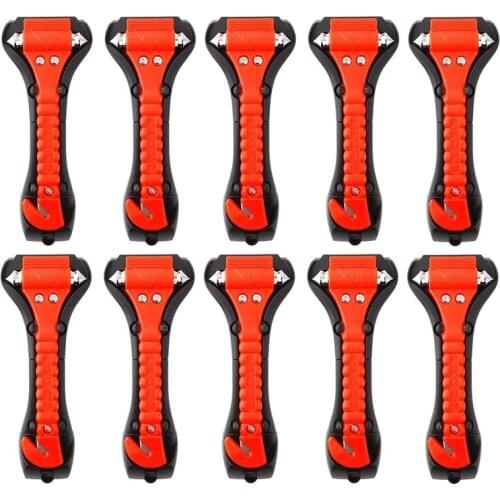 10 Pcs Car Safety Hammer Emergency Tools Car Window Glass Hammer Breaker and Seat Belt Cutter 2 in 1 for Home Rescue