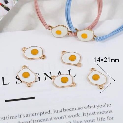 10pcs/Lot 14*21mm Diy Fried Egg Handmade Oil Enamel Charms Design for Jewelry Making Earring Bracelet or Necklace