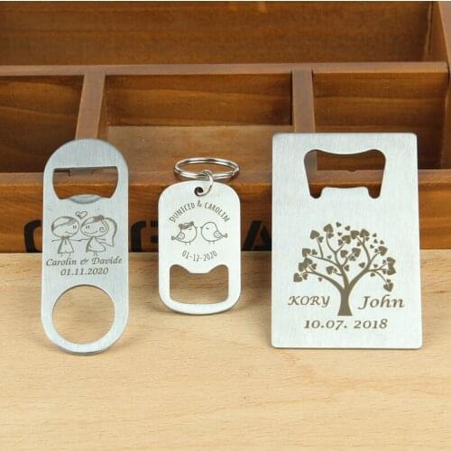 10PCS engraved logo Stainless steel Bottle Opener Personalized name date birthday party baby shower wedding gifts for guests