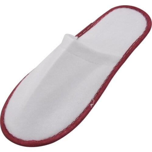 20 pairs of White Towelling Hotel Disposable Slippers Terry Spa Guest Shoes White + Red