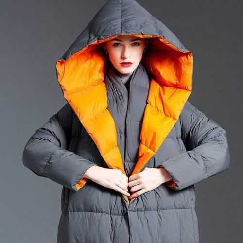 2020 new Winter Jackets Women Down Coat Korean medium long thickened womens down jacket hooded 90 white duck down oversize