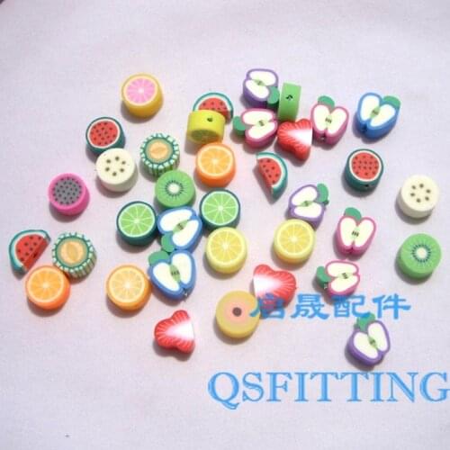 50pcs DIY Jewelry Findings 10mm Polymer Clay Beads Fruit Spacer Mix Color And Mix Design Bracelet Accessory Soft Ceramic Slices