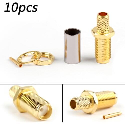 Areyourshop 10Pcs SMA Female Jack RF Connector Female Pin For RG58 RG142 RG400 LMR195 Coaxial Cable