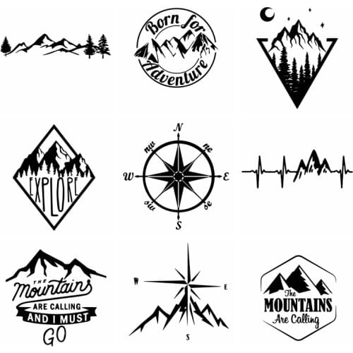 Car Sticker Compass and Mountains Car Stickers Cover Waterproof Scratch Sticker Car Accessories KK Vinyl