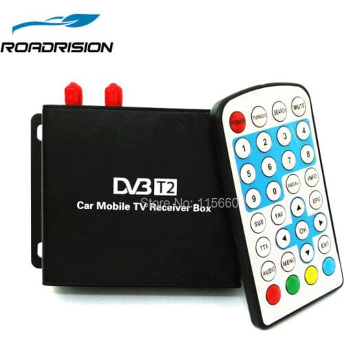 Car DVB T2 DVB-T2 Double Antenna H.264 MPEG4 Mobile Digital TV Box Receiver Dual Tuner for Russia Thailand Indonesia Colombia
