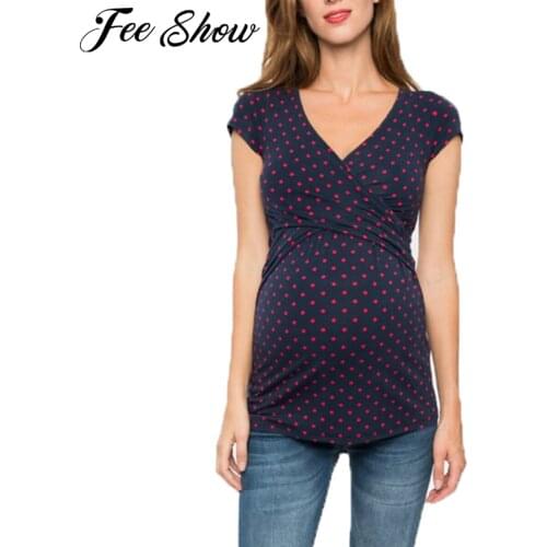 Maternity Breastfeeding Tops Pregnancy Short Sleeve Floral V Neck Nursing Shirt Plus Size Blouses Pregnant Women Elegant Clothes