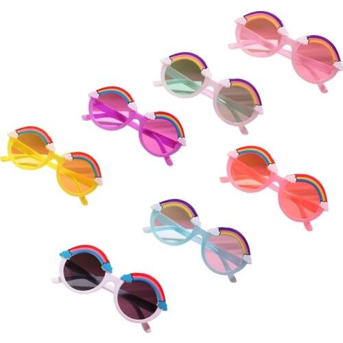 Pudcoco Kids Sunglasses Rainbow Pattern Anti-UV Sunglasses Photography Props For Boys and Girls 0-8Years