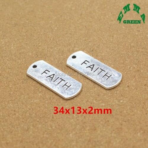 Faith Tag 10 Pieces 34x13x2mm Diy Fashion Craft Accessories Jewelry Findings Metal Vintage Large Letter Card Charms For Handmade
