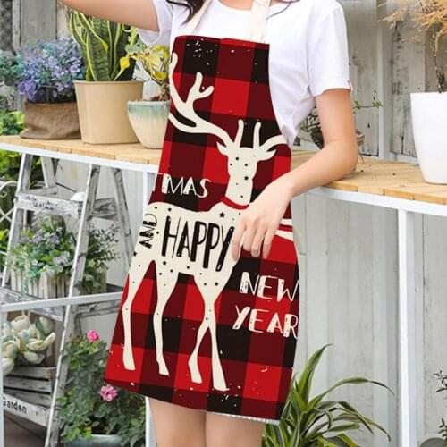 Baking Waist Bib Pinafore Christmas Printed Apron Women Kitchen Apron Waterproof Cooking Apron Oil-proof Antifouling Chef Apron
