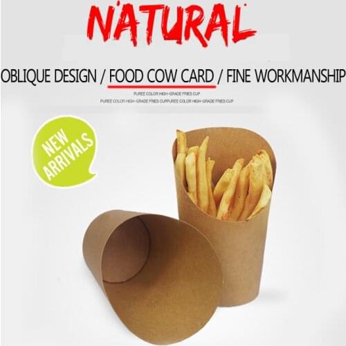 Snack Bar Fast Food Tray Restaurant French Fries Box Disposable Sloping Coverless Kraft Chicken Chicken Rice Snack Box 12/16oz