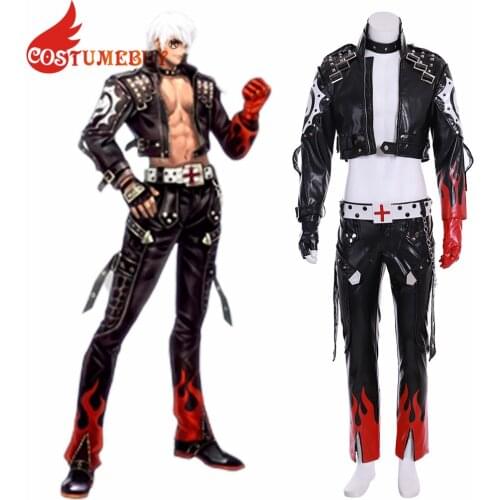 CostumeBuy Game KOF World K' K Dash Cosplay Costume Adult Halloween PU Leather Outfit Suits Custom Made L920
