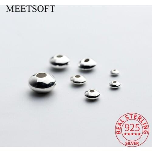 MEETSOFT Classic 925 Sterling Silver 5pcs/lot Rondelle Space Bead Charms Handmade Of DIY Fine Jewelry Necklace Accessory