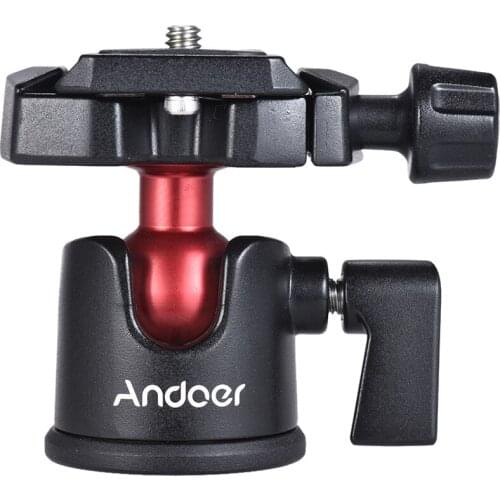 Andoer Mini Ball Head Ballhead Tabletop Tripod Stand Adapter Panoramic Photography Head w Quick Release Plate for DSLRs Camcord