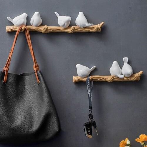 Nordic Bird Hook Decor DIY Simple Coat Rack Living Room Bedroom Bathroom Wall Hanging Hook Key Frame Home Decoration Rack Hanger