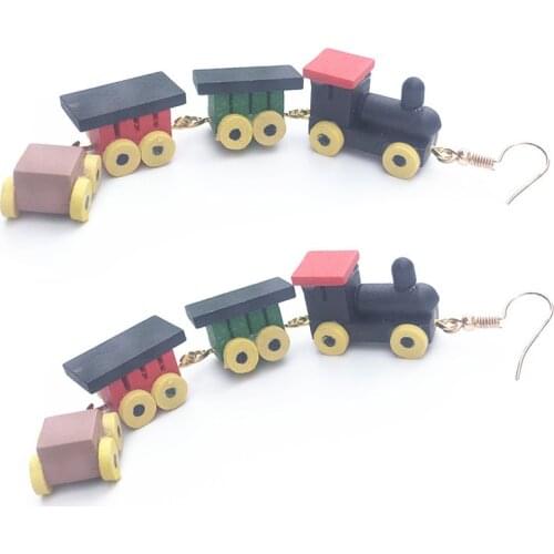 New Fashion Lovely Colorful Mini Train Long Tassel Drop Earrings for Women Girls Cool Cute Trendy Choochoo Dangle Earrings 2020