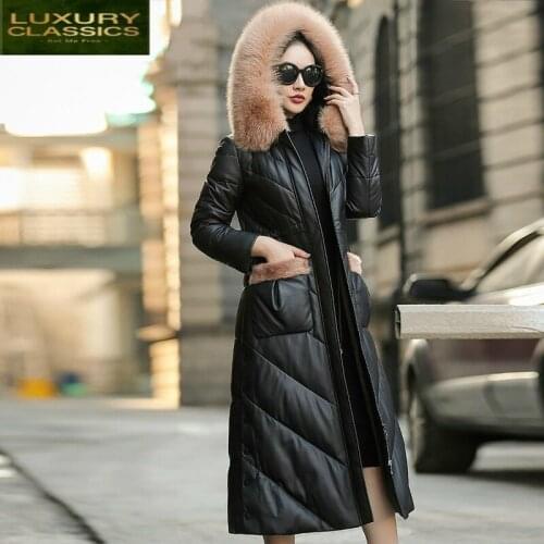 Coat Autumn Women Winter Clothes 2021 Real Genuine Leather Jacket Korean Vintage Fox Fur Collar Sheepskin Down Coat Tops ZT4990