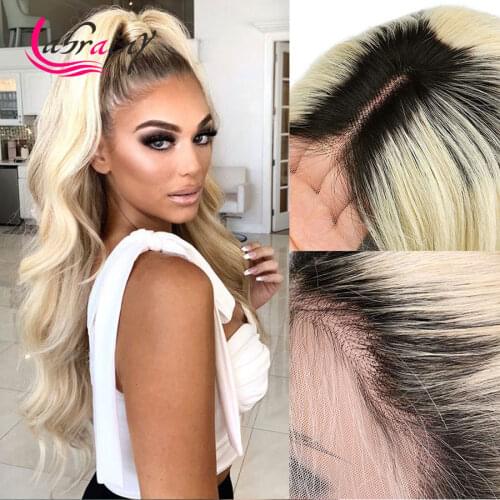 Ombre 613 Blonde HD Transparent Lace Frontal Wigs Glueless Body Wave Pre Plucked 13x6 1B Blonde Lace Front Human Hair Wigs