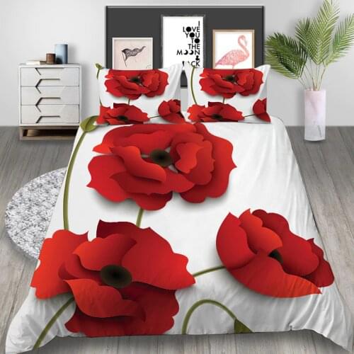 Thumbedding Poppy Bedding Set 3D Printed Beautiful Duvet Cover Queen Artistic King Twin Full Single Double Unique Design Bed Set