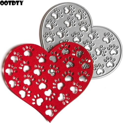 Heart Dog Paw Metal Cutting Dies Stencil Scrapbooking DIY Album Stamp Paper Card Embossing Decor Craft New Dies for 2021