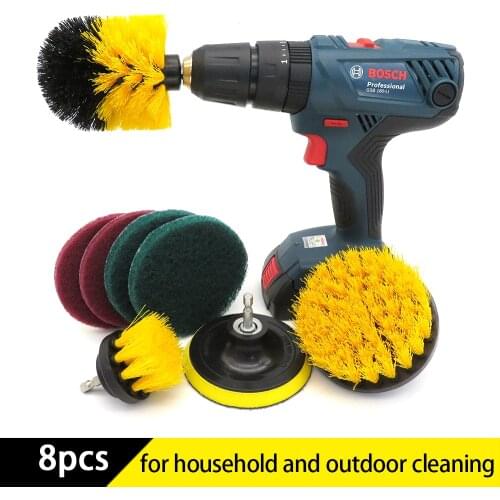 8PcsDrill brush power electric scrubber Brush Cleaning Kit for Kitchen Bathroom Surfaces Tub Shower Tile Drill Attachment Kit