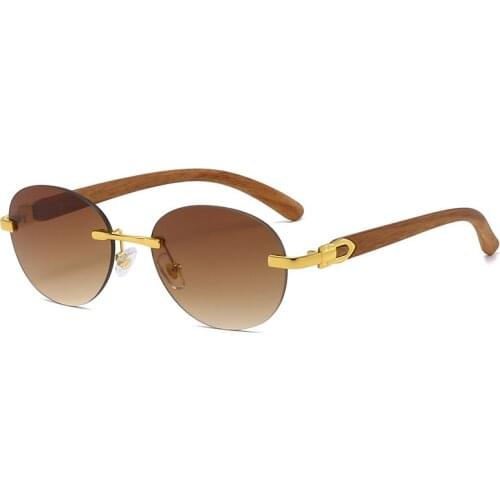 New Retro Rimless oval Sunglasses Women Men Fashion Rectangle Gold Leg Sun Glasses Female Brand Design Outdoor Shades 2021