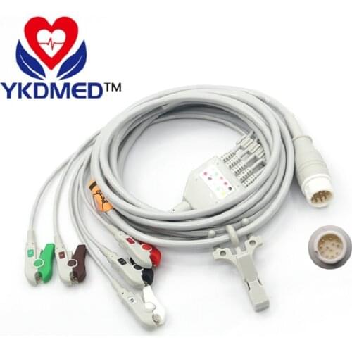 Compatible with patient monitor 12pin one-piece patient cable with 5 leads ,ecg medical accessories ,Free shipping