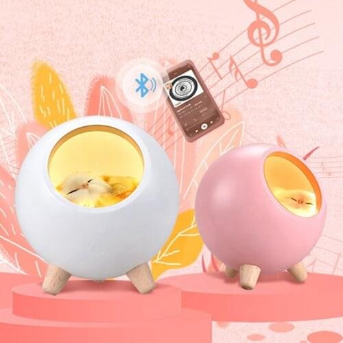 LED Little House Speaker Night Lamp Decorate Desk Light Dream Cat Night Light Audio Player Stereo Sound USB Charging speaker