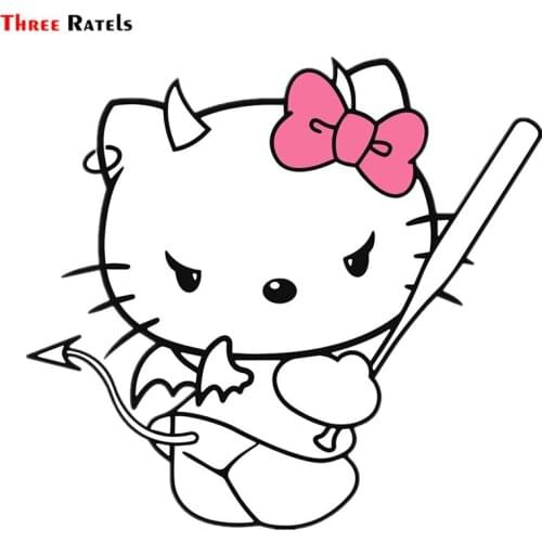 Three Ratels FC392 Cute Devil Kitty Cat Funny Anime Cartoon 3D Stickers For Car Windshield