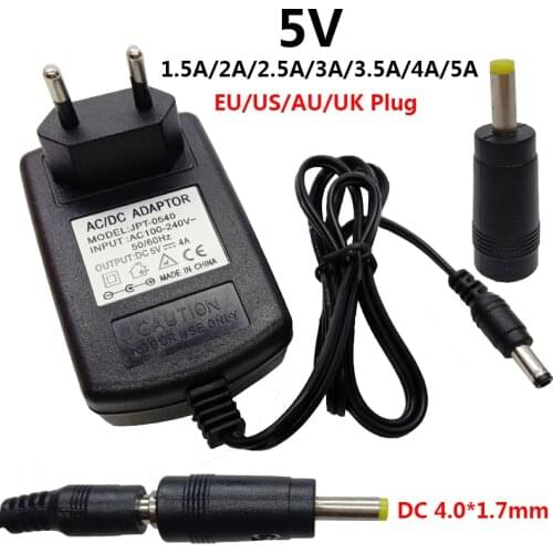 4.0*1.7mm Universal AC to 5V DC Power Adapter Supply ac/dc adaptor 5 V 5 Volt 1.5A 2A 2.5A 3A 3.5A 4A 5A adaptador DC4.0mm