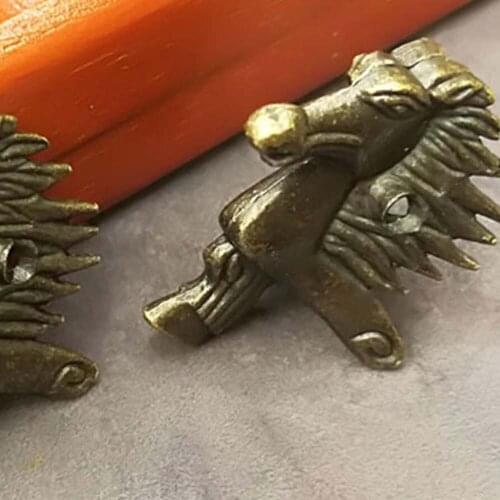 Protector Leg Home Furniture Decor Retro Style Horse Head Wooden Box Foot Zinc Alloy Gift Box Jewelry Case Corner