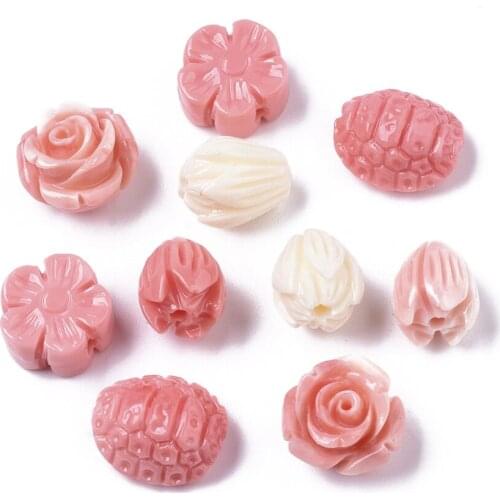 10pcs Mix Shape Synthetic Coral Beads 10-13mm Loose Spacer Beads For Wedding DIY Jewelry Making Accessories Supplies