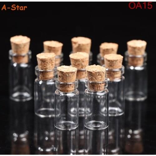 10pcs Small Glass Bottles with Cork Tiny Vials Jars 11x22mm For Wedding Jewelry