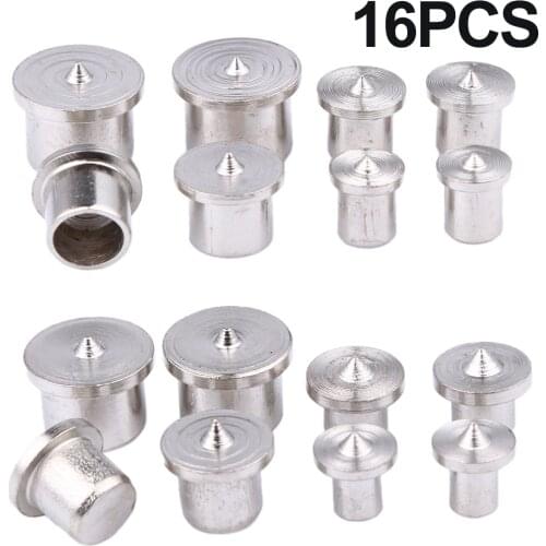 16Pcs Dowel Centre Point Pins Tool A3 Steel 6mm 8mm 10mm 12mm Wood Timber Marker Hole Tenon Center Set 8*Solid+8*Hollow