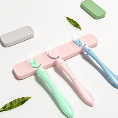 2 PCS Portable Silicone Baby Soft Spoon Food Grade Baby Feeding Spoons Safety Tableware Infant Learning Spoons for 4M-3Y Babies