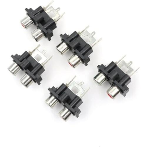 5Pcs 2 Hole RCA Female Stereo Audio Jack AV Audio Input Socket Connector Amplifier Interface Signal Connection
