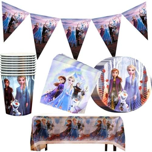 51pcs/lot Disney Frozen Princess Cars Party Cups Plates Napkins Flags tablecloth Boys Favors Theme Baby Shower Supplies