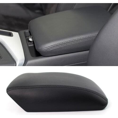 Car Center Console Lid Armrest Case PU Leather Cover for Audi Q5 2008 2009 2010 2011 2012 2013 2014 2015 2016 Black