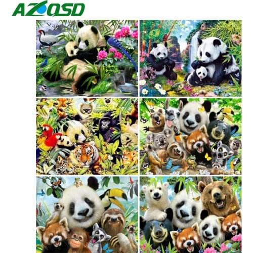 AZQSD Diamond Painting Panda Bear Cross Stitch 5D Picture Of Rhinestone Diamond Embroidery Animal Mosaic Handicraft Home Decor