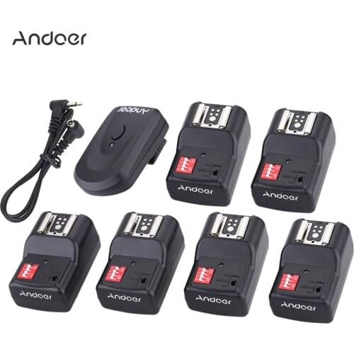 Andoer 16 Channel Wireless Remote Flash Trigger Set 1 Transmitter + 6 Receivers + SYNC Cord 30m/98.4ft Range for Speedlite