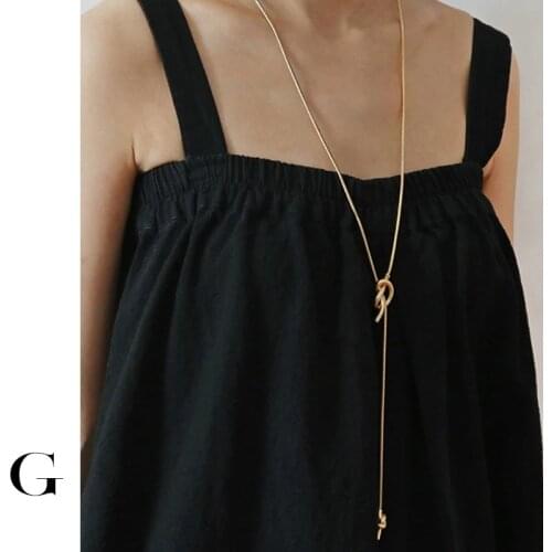 GHIDBK Vintage Unique Design Knotted Snake Chain Long Necklaces for Women Minimalist Street Style Collars Jewelry Wholesale