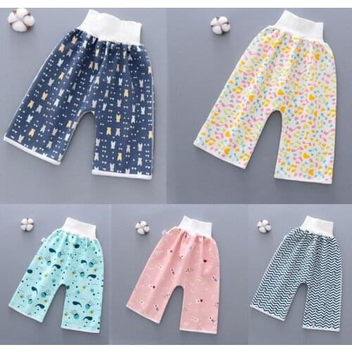 Children Diaper Skirt Shorts 2 in 1 Anti Bed-wetting Washable Cotton Potty Training Nappy Pants Waterproof Baby Bed Clothes