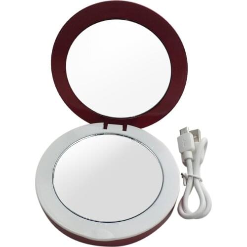 Double Sided LED Makeup Mirror USB Rechargeable Fodable Makeup Mirror Compact Vanity Mirror Cosmetic MIni Folding Beauty Tool