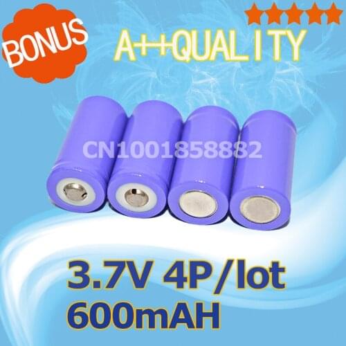 Golooloo 4Pcs/Lot 3.7V 600mAh Li-ion 16340 Rechargeable Battery High safety industrial use