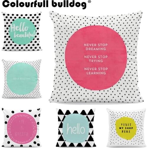 Hot Sale Good Morning Hello Sunlight Pillow Cushion Pink Letter Pillowcases Dakimakura 43*43 cm Velvet Luxury Throw Pillows